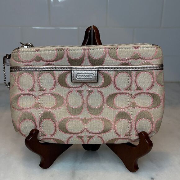 Coach Wristlet Wallet Y2K Jacquard Signature Lurex Logo Oversized Clutch - Picture 2 of 15